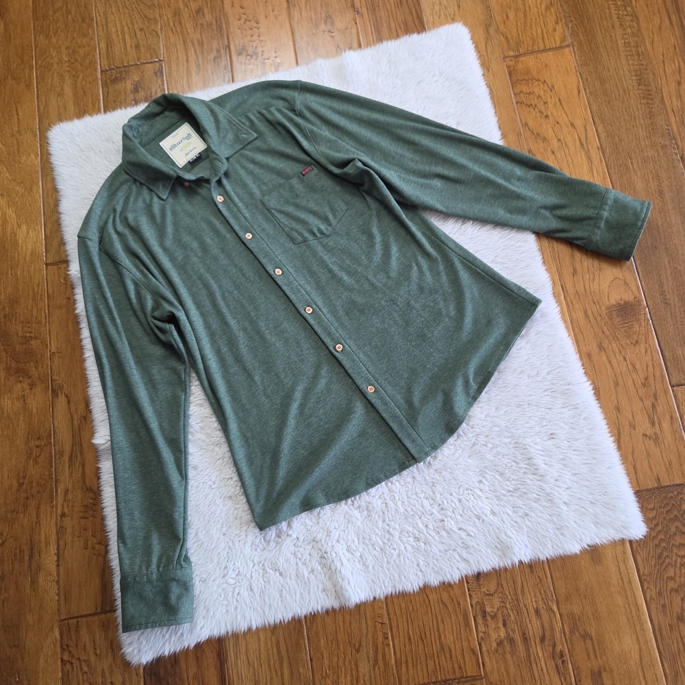 RSVLTS The ButterSoft Shirt Men's XL SLIM Long Sleeve Button Up Green